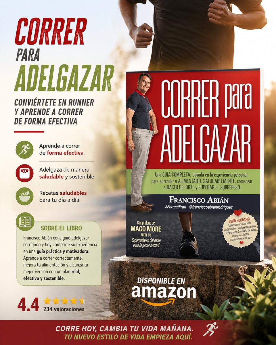 AnoraHartwell's tweet photo. 🏃‍♂️💪“Correr para Adelgazar” de Francisco Abián te muestra cómo correr de forma efectiva, mejorar tu alimentación y alcanzar tus objetivos de manera saludable.

#CorrerParaAdelgazar #Running #WeightLoss #HealthyLifestyle #FitnessMotivation #SaludYBienestar #AmazonBooks https://t.co/40BDMlKBTG