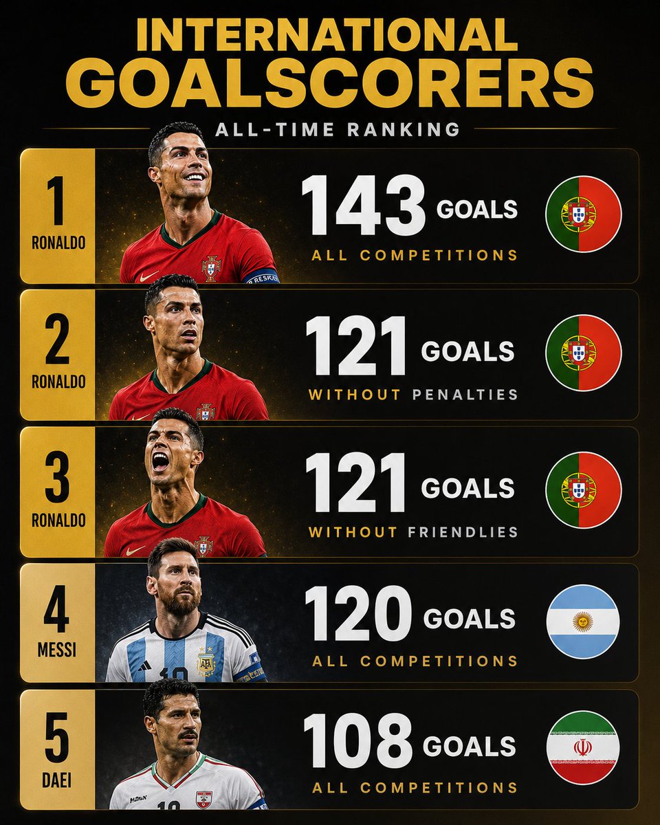 TimelineCR7's tweet photo. The greatest international goal scorer ever. 🐐 https://t.co/OYpFlturbH