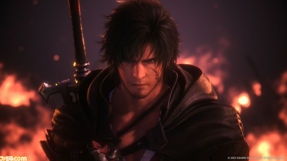 famitsu's tweet photo. 【今日は何の日？】
 2023年6月22日『ファイナルファンタジーXVI』（FF16）が発売。今年で3周年
https://t.co/h8hIsJRsDJ

これまでのナンバリングタイトルとは一線を画すダークファンタジーに仕上げた初の本格アクションRPG。“召喚獣合戦”や米津玄師のテーマソングも印象深い。 https://t.co/BvIWAUGw2K