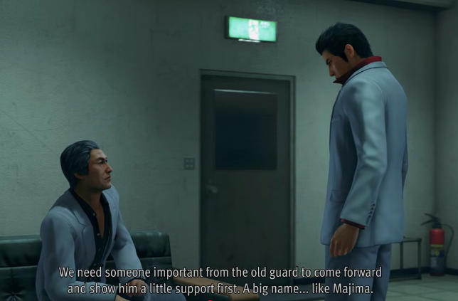 ItsMeGoromi's tweet photo. Saying the clan doesn't need you because of Daigo. Then admitting Daigo won't have a change without the old guard backing him up physically in the same scene is a WILD.  He literally says the clan won't respect Daigo and BOUNCES. This is actually worse in the original where you can't walk 5 feet without overhearing a conversation saying Daigo isn't ready from CIVILLIANS.