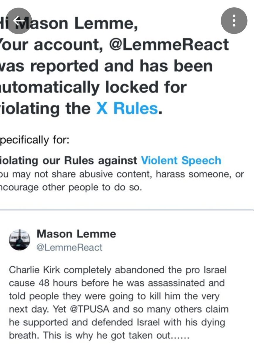 AnthonyCaptzam's tweet photo. Charlie Kirk completely abandoned the pro Israe cause 48 hours before he was assassinated ana told people they were going to kill him the very next dav. Yet @TPUSA and so many others claim he supported and defended Israel with his dying breath. This is why he got taken out...... https://t.co/sRKQ6xTSZl