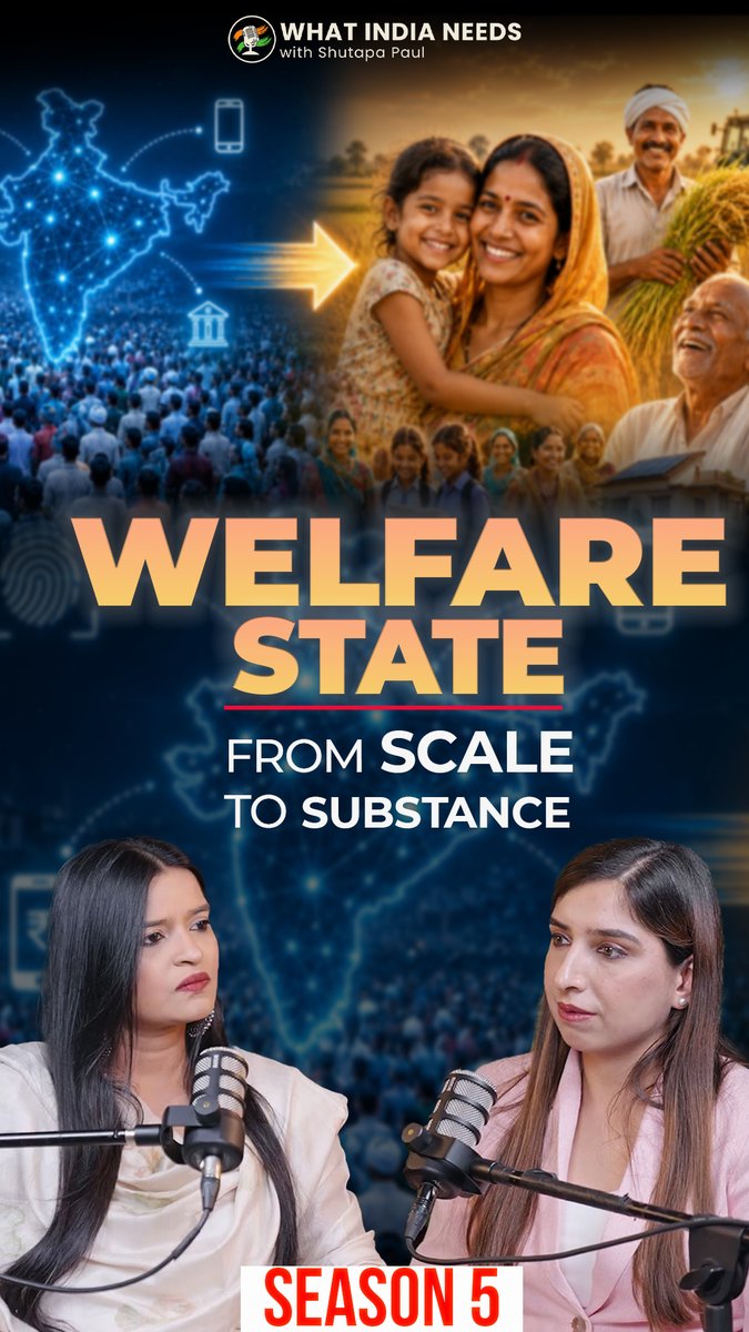 ShutapaPaul's tweet photo. India has built one of the largest welfare delivery systems. But there's no time to rest. We have to go from scale to substance that translates into real outcomes.

In this episode of What India Needs, I speak with Arshi Aadil, Senior Manager, Government Advisory at @MicroSave, about India’s welfare delivery systems and what comes next.

The conversation explores the shift from scale to substance, last-mile delivery, digital public infrastructure, social protection, financial inclusion, data systems, and building welfare systems that are more resilient, inclusive, and outcome-focused.

Catch the full conversation on: 
YouTube: https://t.co/8kv1g8eEQt
Spotify: https://t.co/4fhSE6pbh1

#WhatIndiaNeeds #Podcast #SocialProtection #FinancialInclusion #DigitalPublicInfrastructure