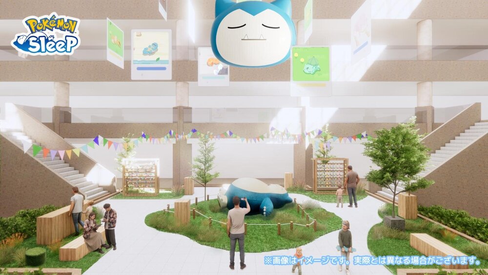 fashionpressnet's tweet photo. 「ポケモンスリープ」のイベントが横浜みなとみらいで、広場に巨大カビゴン＆寝顔探しスタンプラリー - https://t.co/kMm2WNqd8B https://t.co/UDOv4XZt7e