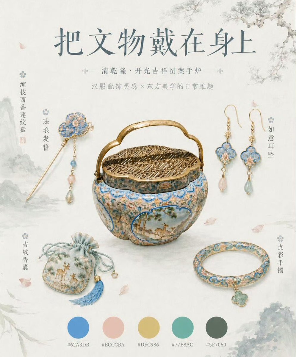 Mkiyy3's tweet photo. 把文物戴在身上
原来中式配饰可以这么美！
文物里的中国色 https://t.co/TEbdE3XsRI