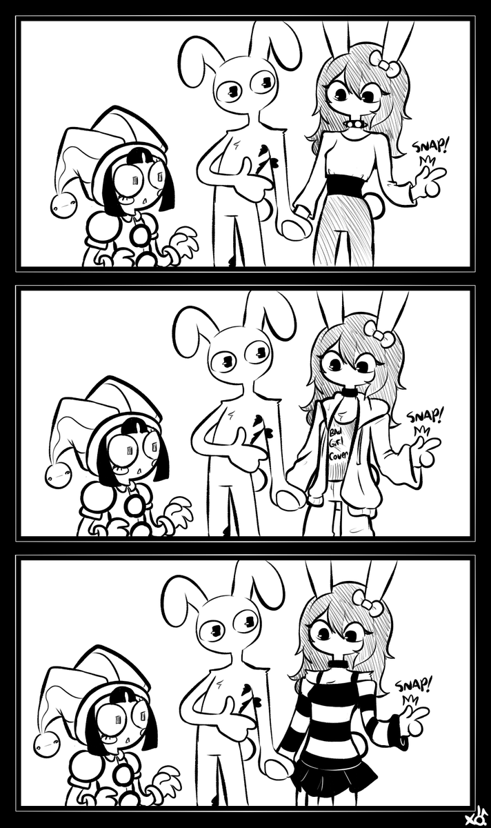 XObunny04's tweet photo. Okay. The votes are all saying yes, so here ya go. First four pages of this AU after the opening. Daisy is already settling.
I am so sorry, I can't draw Caine T-T
I'll make more later if you guys enjoy it. Also, can you guess what Caine gave them in the last panel? 🤭🤭 https://t.co/o4uJY17O8q
