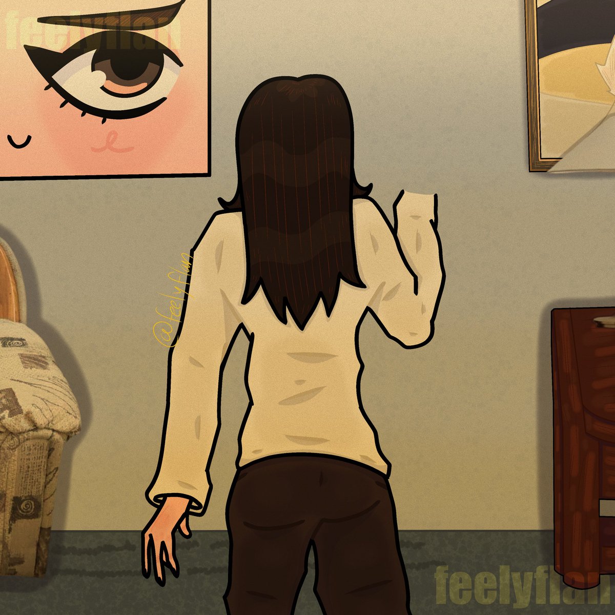 feelyflan's tweet photo. Hey Red. 
#Backrooms #BackroomsAU https://t.co/v26UxsAMeq