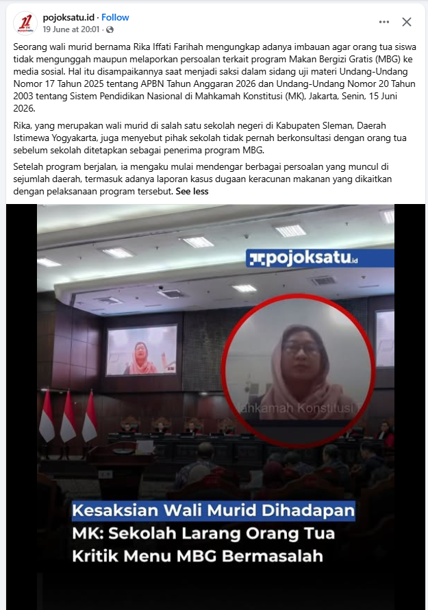 ardisatriawan's tweet photo. Saksi MK: Sekolah melarang orang tua kritik menu MBG. https://t.co/0lVYWI7SVy