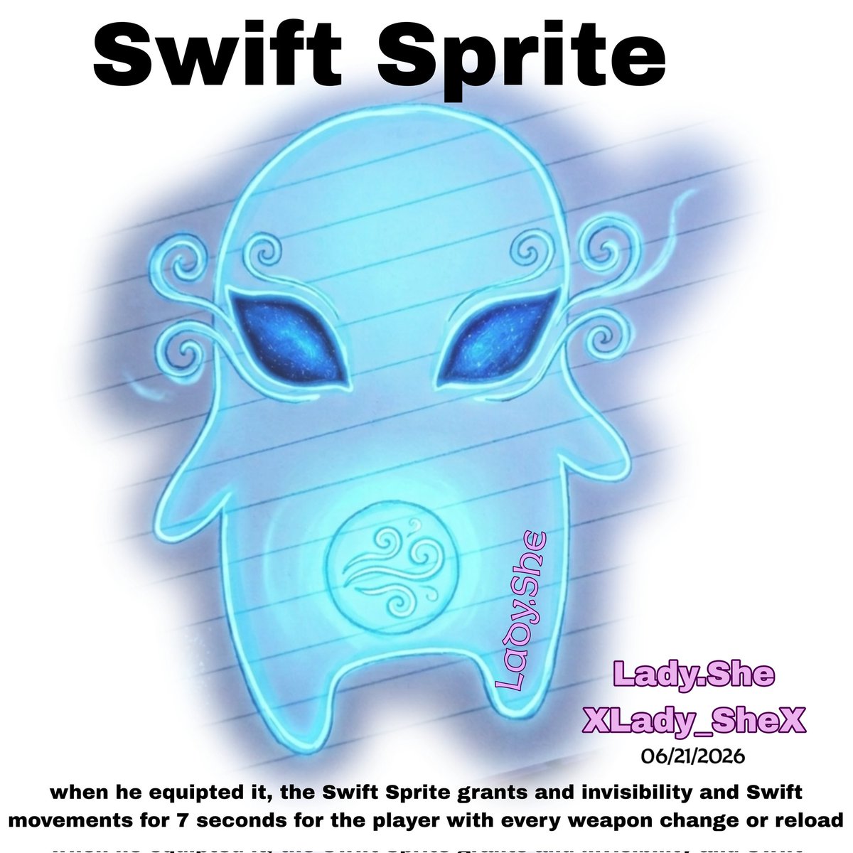 Ms_Ladykat's tweet photo. #DesigneASprite 
These are two of my ideas for a Sprite for Fortnite. I hope the developers see this and like it and choose to use them because I kind of think they're pretty good. And I also had to do a poor man's patent on it so nobody can claim my Sprites for theirs. 🤨 https://t.co/31uU0AnTcX