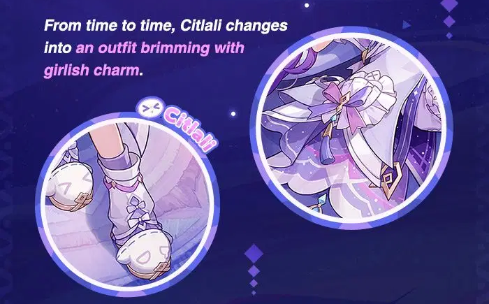 genshinmains_'s tweet photo. #Citlali's new outfit details 

From time to time, Citlali changes into an outfit brimming with girlish charm.

When this happens, anyone troubling her with official duties will promptly come under heavy attack.

This, this outfit has become a rather baleful thing, a subject of fearful rumor that all give a wide berth. 

#GenshinImpact