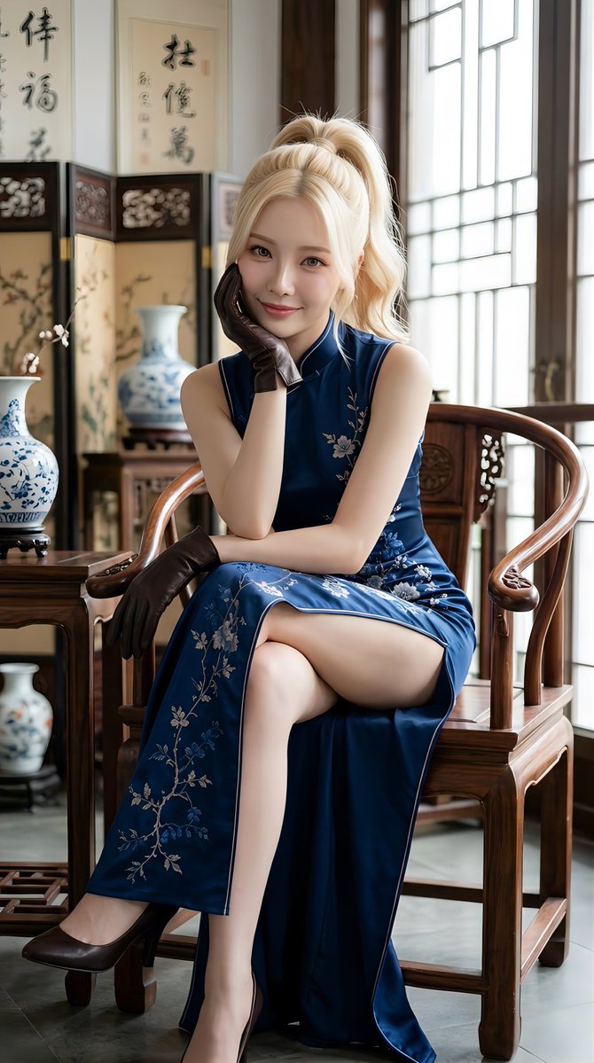 rinaglv's tweet photo. みんな✨おはよ🥰
今日はチャイナドレスだよ💕
どうかな？

Good morning everyone ✨🥰
I'm wearing a Chinese dress today 💕
What do you think?

#sweetgirl #gloves #girlfriend #china https://t.co/oZU4BORz71