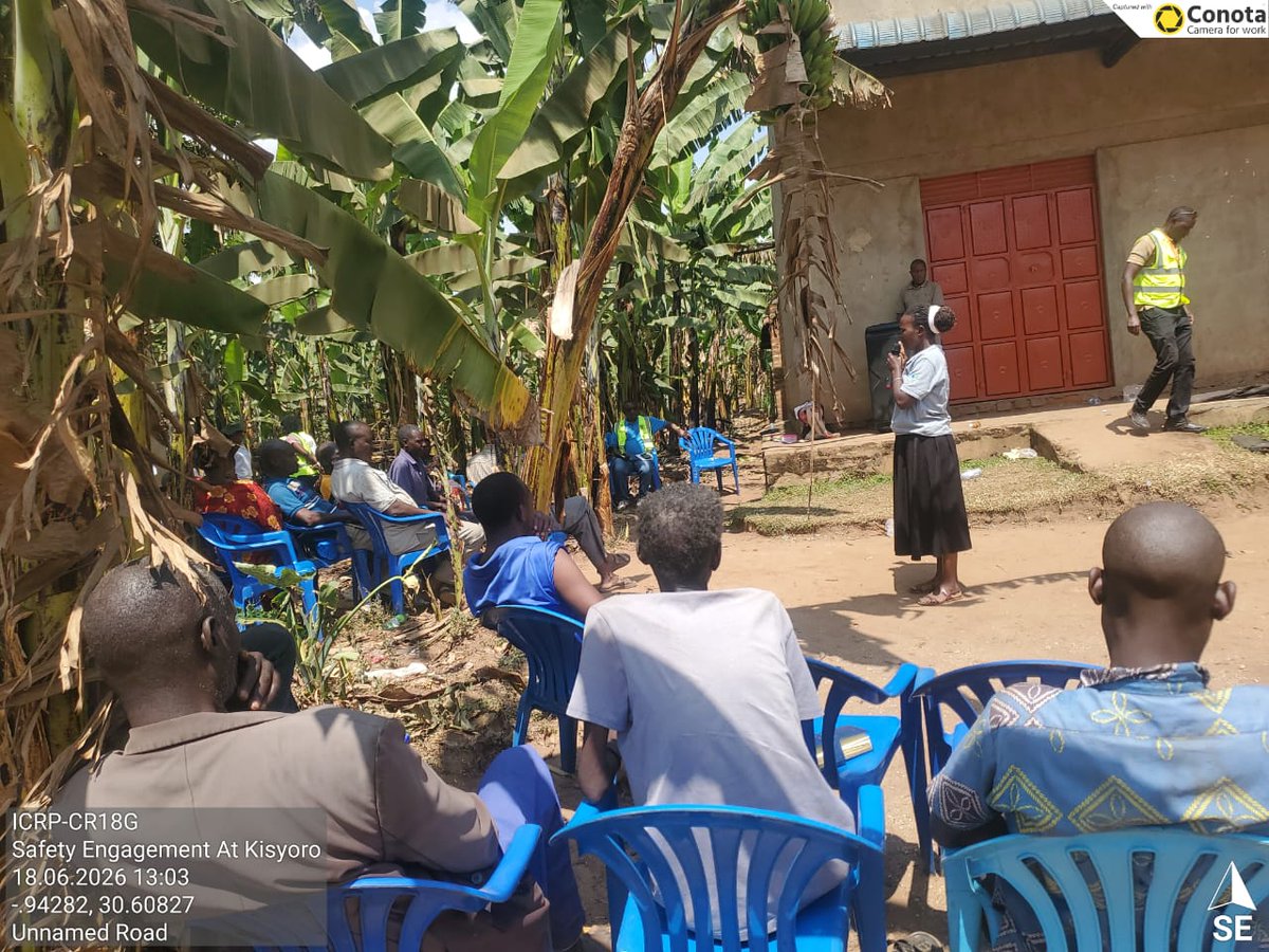 Chrbertconsult's tweet photo. On 18th-06-2026, @Chrbertconsult together with the safety team from CR18G, MWE representatives conducted safety engagements for residents of Rwembwera 1,2 and Kisyoro 2 Villages at Kisyoro 2 stage. https://t.co/gNsE56Yzmh