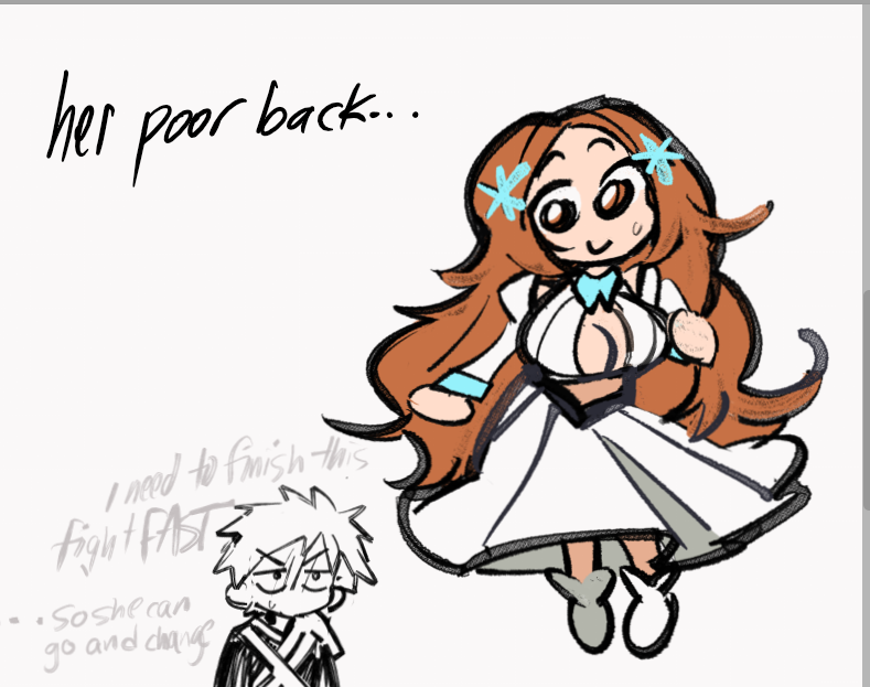 dimikira's tweet photo. sometimes i try to draw orihime in her tybw outfit but it's impossible, this is the best i can do https://t.co/ARRQwkywJs