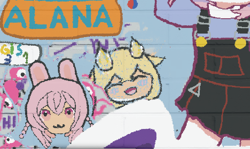 LeviYur's tweet photo. I drew Nasa next to her wife in Filian's wall  #supicture https://t.co/6ZdFr1MUPJ