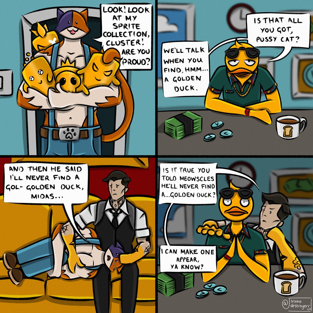 bbthedestroyerr's tweet photo. Happy Midas and Meowscles Monday! Hope everyone’s sprite hunting is going well :)). And shhh it’s Monday where I live #Midas #Meowscles https://t.co/owXlHr9YsJ