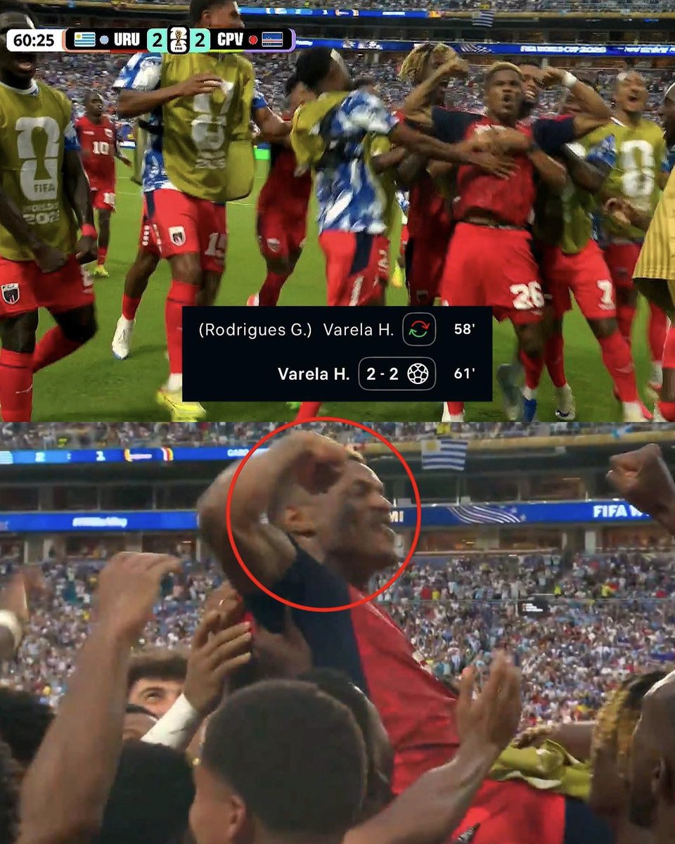 MotivacionesF's tweet photo. ¡EL VERDADERO SUEÑO DEL PIBE! 🇨🇻🥹

Entró al minuto 58.

A los 61’, en su primer toque de balón, marcó su primer gol en una Copa del Mundo.

Y no fue un gol cualquiera: sirvió para que Cabo Verde le empatara a Uruguay en el escenario más grande del fútbol.

Así escribió su nombre en la historia Helio Varela, autor del segundo gol de Cabo Verde en los Mundiales.

Hay historias que solo el fútbol puede regalar.

QUÉ HERMOSO ES ESTE DEPORTE ❤️⚽