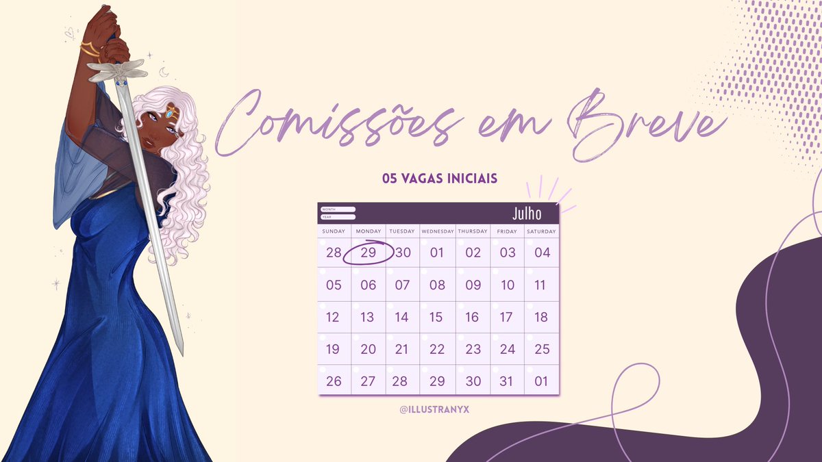 illustranyx's tweet photo. ⭒ ৎ 𝐂𝐨𝐦𝐢𝐬𝐬𝐨̃𝐞𝐬 𝐞𝐦 𝐛𝐫𝐞𝐯𝐞ⵑ ୭ ⭒

Entre os dias  𝟐𝟐/𝟎𝟔 𝐞 𝟐𝟔/𝟎𝟔 estarei recebendo solicitações de comissões e organizando minha agenda para o próximo período. 🪻✨ https://t.co/HHuih8wPgF