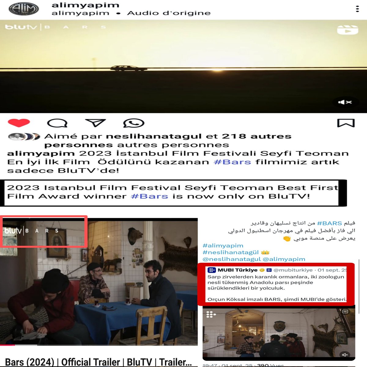 lyndachabane1's tweet photo. + انتاج فيلم #Bars الحائز على جائزة أحسن فيلم في مهرجان اسطنبول الدولي
+ اتعرض على المنصات: blutv, mubi turkiye
#NeslihanAtagül Neslihan atagül https://t.co/td3uW1yhE3