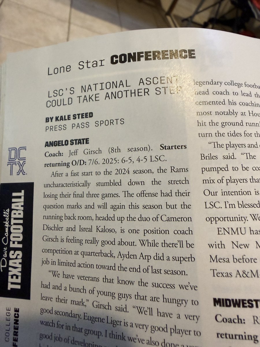 KaleSteed's tweet photo. Thanks to @dctf for allowing me to write up the @LoneStarConf Football Preview and have a small hand in the #txhsfb capsules once again. It’s always an honor @Tepper @Matt_Stepp817 https://t.co/uSgM9MlEaD