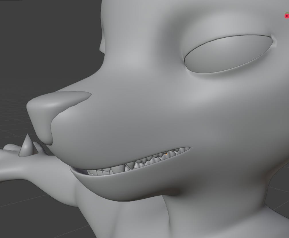 MikeSantos_2_0's tweet photo. I'm almost finished, I haven't been able to make much progress because of work, but I've started on the mouth and it already has little teeth :3, even so I feel like something's missing, any ideas? 🤔#furryart #furry #3dmodel #wip #wip3d #blender https://t.co/NOzfBWWJsD