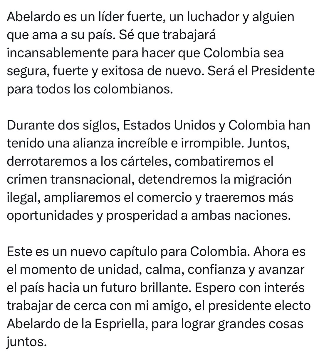 UltimaHoraCR's tweet photo. #ElGranReto2026 #MUNDO | El senador Bernie Moreno felicitó al presidente electo Abelardo de la Espriella por su victoria en las elecciones de Colombia y destacó la transparencia del proceso electoral. Además, aseguró que trabajará para fortalecer la cooperación entre Bogotá y Washington en seguridad, lucha contra el crimen, migración, comercio y desarrollo económico.

Vía: @danisalgado_r
https://t.co/woHMRjWbSk