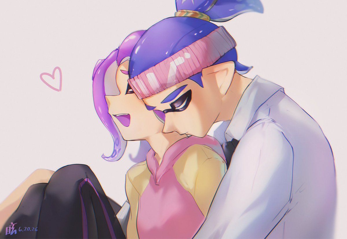 daze_illust's tweet photo. my take, for @Bugalet’s ocs 💜💙

#splatoon #comish #meme https://t.co/K6gKklrGoc