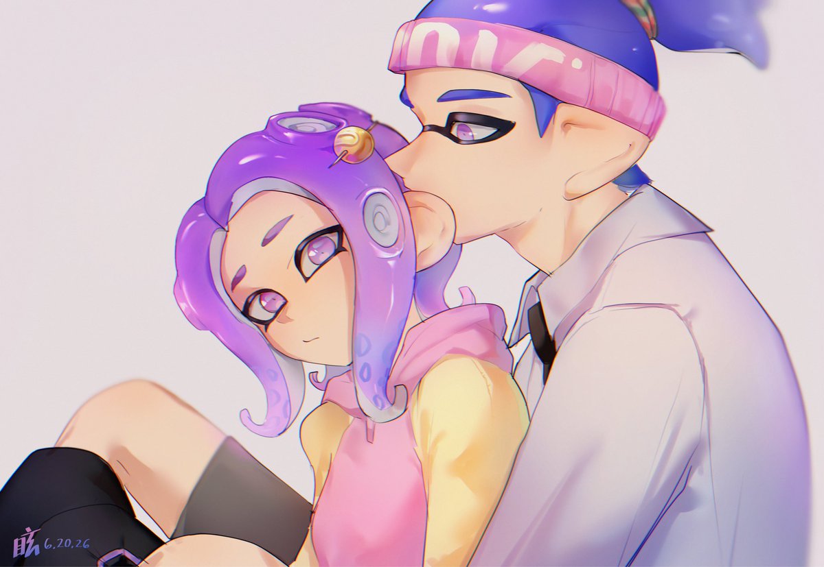 daze_illust's tweet photo. my take, for @Bugalet’s ocs 💜💙

#splatoon #comish #meme https://t.co/K6gKklrGoc