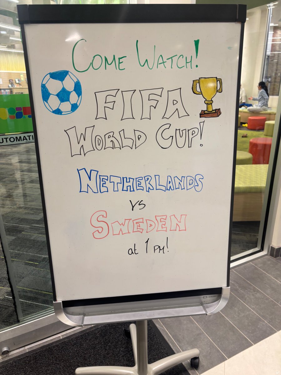 assyrianvoice's tweet photo. Really nice initiative from the local library here in Maple, where they now allow you to watch World Cup games there and all other Vaughan libraries. Yesterday they had the Holland vs. Sweden game on (@vaughanpl) https://t.co/FOaq3jCoq3