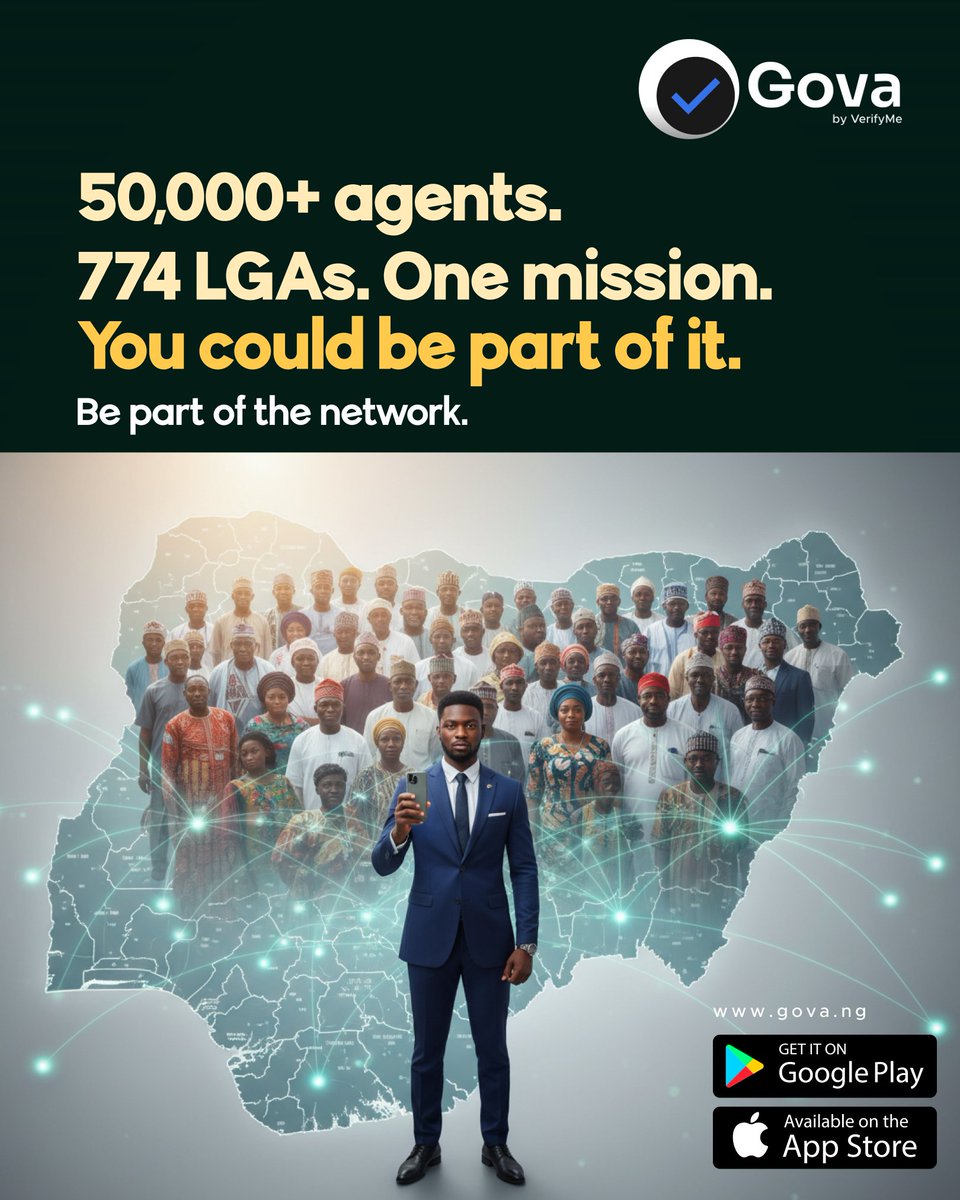GovaNigeria's tweet photo. Gova isn't just an app. It's a movement.
Over 10,000 new agents sign up every month. They come from every state, every background, every age group.
The only thing they have in common? They decided to start.
Be part of the network, Download Gova | https://t.co/ZW0lQlGHRO
#Gova https://t.co/9tcy6VZaza