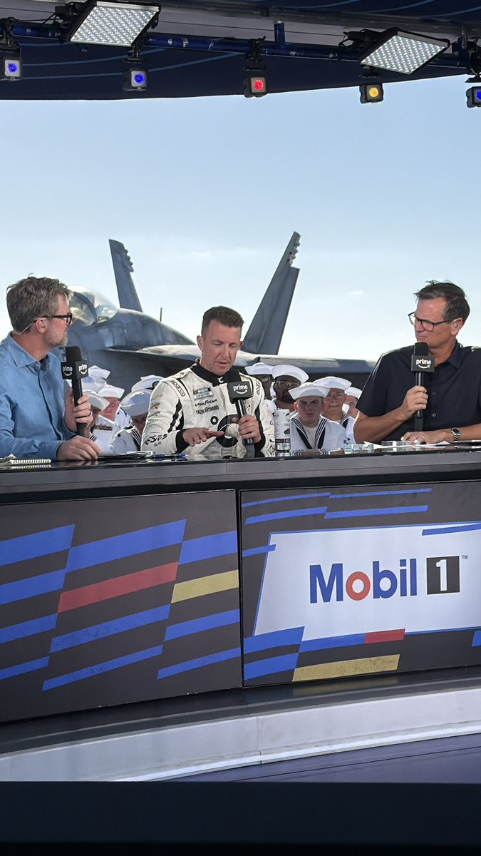 KauligRacing's tweet photo. A good gel to hair ratio day, eh @AJDinger? 🤣

@AJDinger breaking down his day for the @SportsonPrime desk https://t.co/idTlttrws9