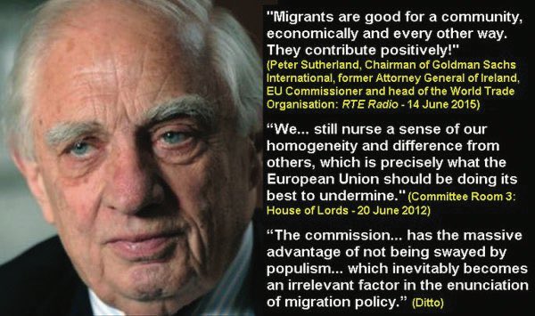 MakingSenseInfo's tweet photo. @ABridgen That quote is typical of Sutherland although questions linger around its authenticity. However those below are confirmed. Also, the link below should give an indication of Sutherland’s status in the ‘globalist bad guy’ rankings.

https://t.co/tCaO02DURZ https://t.co/mEjFe38l3V