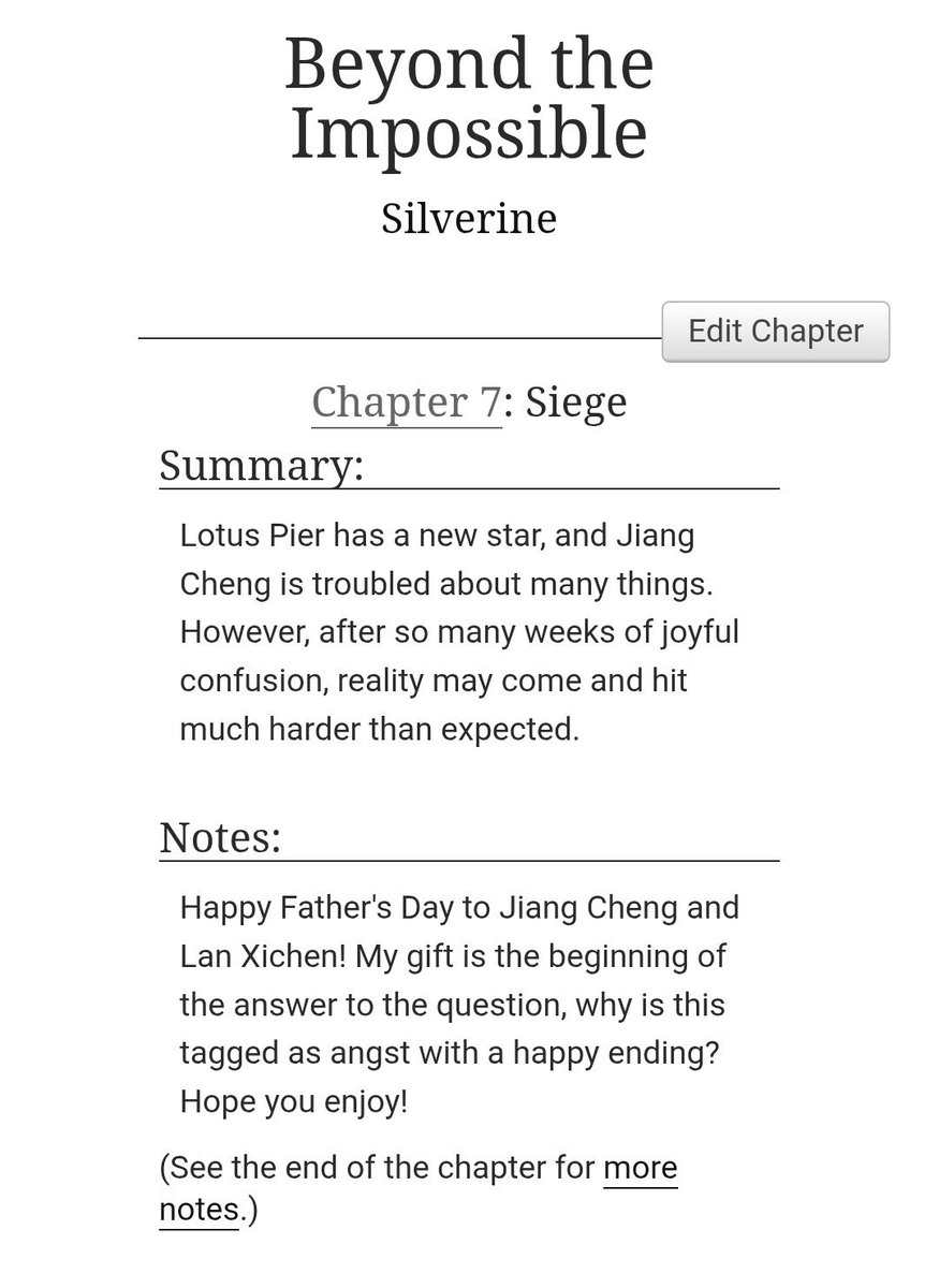 silverineon's tweet photo. Happy Father's Day to Jiang Cheng and Lan Xichen! 😄

BEYOND THE IMPOSSIBLE
Chapter 7: Siege
🟣 #xicheng / #xiyin
🔵 Lan Xichen is not subtle about his feelings anymore. But nefarious people are on the way... 

https://t.co/ZmuN6qvslK https://t.co/mQdbJri76d