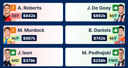 FiCan's tweet photo. Round 15 (are we there yet?) #AFLFantasy didn't exactly go to plan! 🫣

R15 score: 1840
RR: 39346
OR: 7018 (down 2103😵)

Held Baz, but the alt plan was to get Anderson. Shoulda coulda woulda... $246k to splash on a Sinclair replacement and upgrades. https://t.co/dHLid41qzs