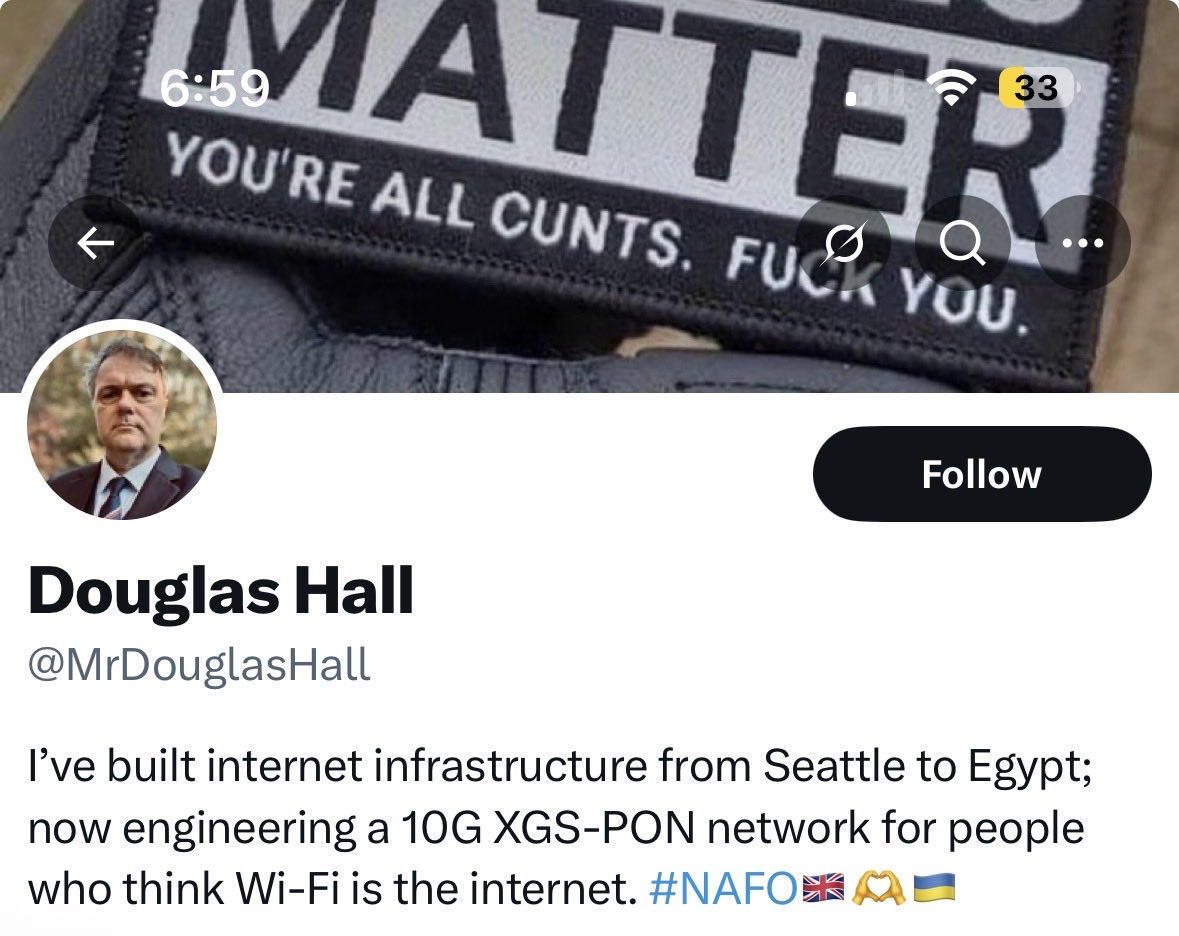 unexceptionalst's tweet photo. @MrDouglasHall Oh, cringe. It’s worse than I thought: ignorant propagandist *and* a mentally crippled Internet pest.   Go crawl back under a rug and let the grown-ups talk, you utterly pathetic “#NAFO” loser. https://t.co/jswq2iWcSe