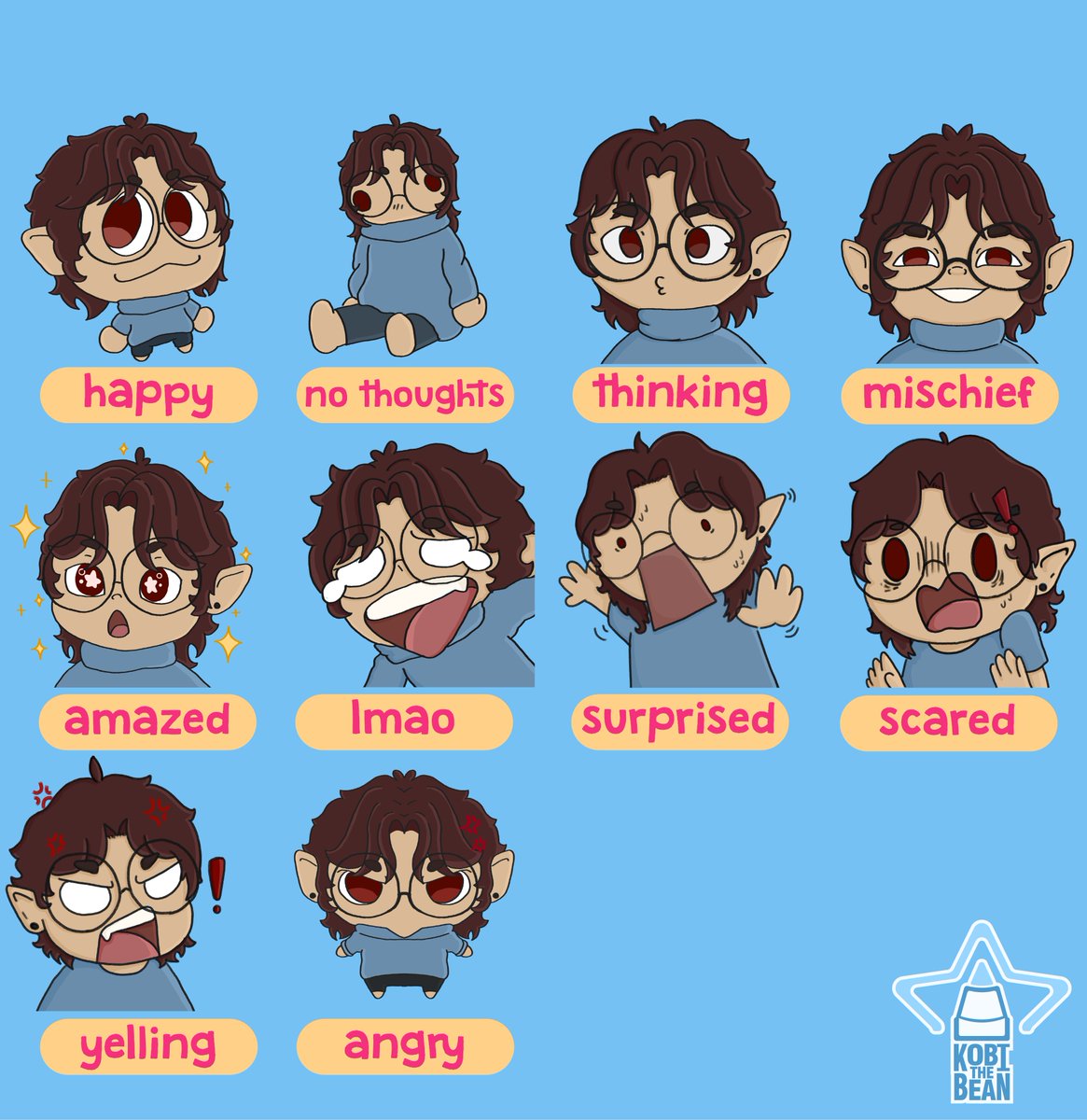 KobiTheBean's tweet photo. some reaction emotes i did for my content with friends

#twitch #artist #streaming #youtube #emotes #illustrator https://t.co/zl9snU4R2e