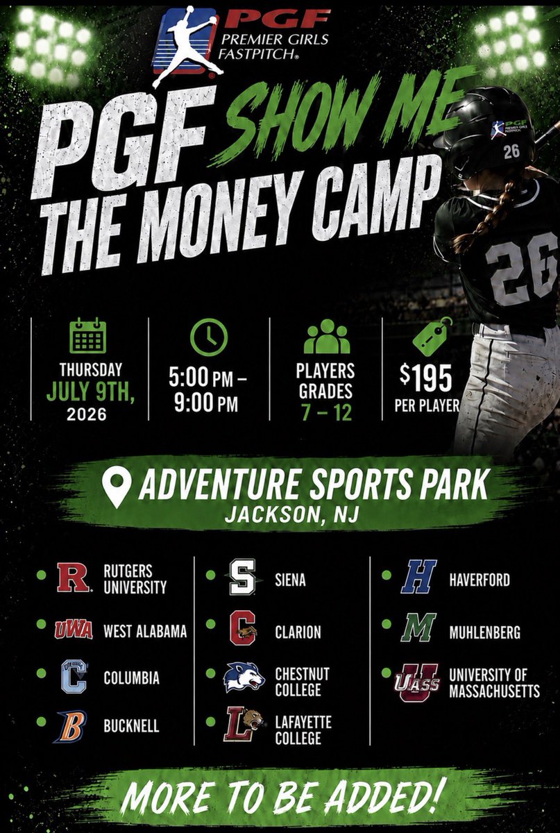 donuttt2's tweet photo. The @PGFnetwork Show Me The Money is heading back to New Jersey! 🥎

Showcase your talent and be SEEN by college coaches before the event! 

Register here ⬇️
https://t.co/AEMiqTSGNQ

#showmethemoney https://t.co/3q4qxGzJtl