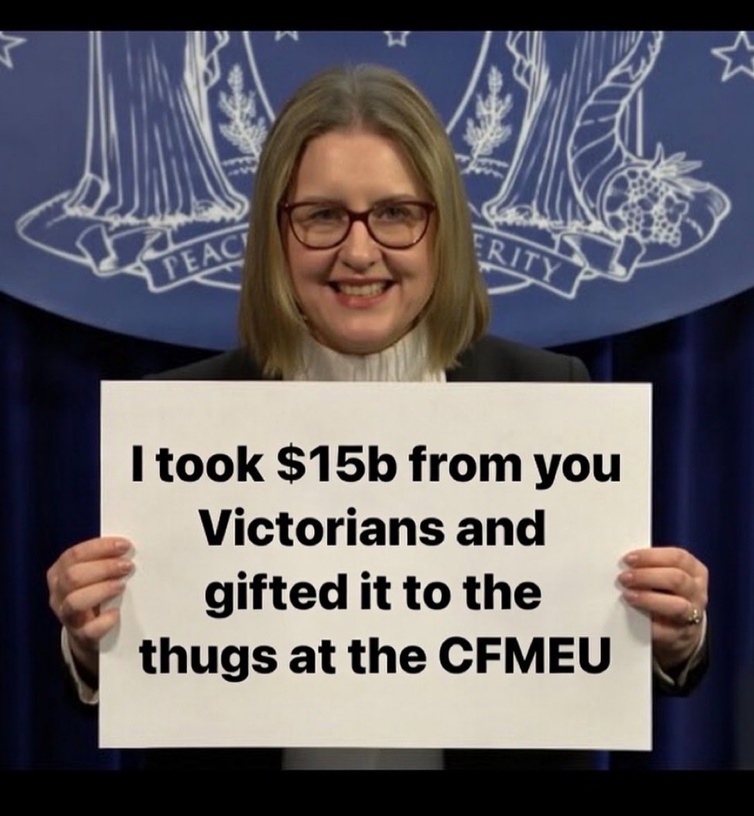 LT_Aust's tweet photo. Ben Carroll won’t challenge Jacinta Allan because after she gets politically slammed by the people of Victoria in November, Ben will be assured of a cushy deliver fuck all job as a Labor Opposition Leader.

He will try to plug the bulging holes of Labor’s corruption and negotiate non custodial sentences for the abundance of Labor crimes that they have collectively committed.

Where’s our missing $15 Billion Ben?

#SpringSt #LaborTrash Govt #FireTheLiar