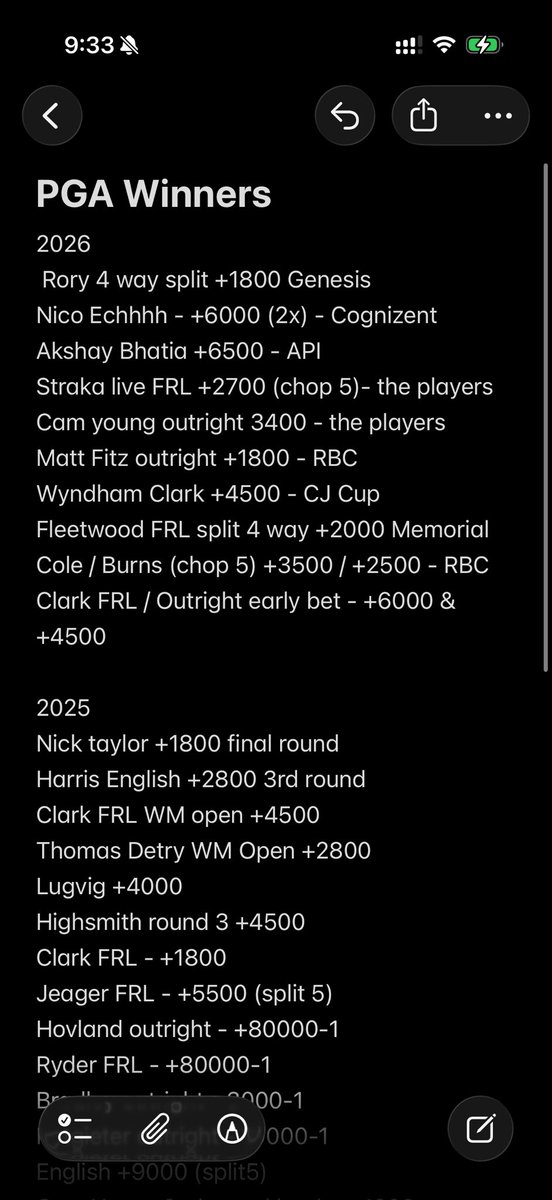 WillyMurph35's tweet photo. @KendoVT 11 pga winners with clark FRL and outright this weekend https://t.co/NnQSsM0z95