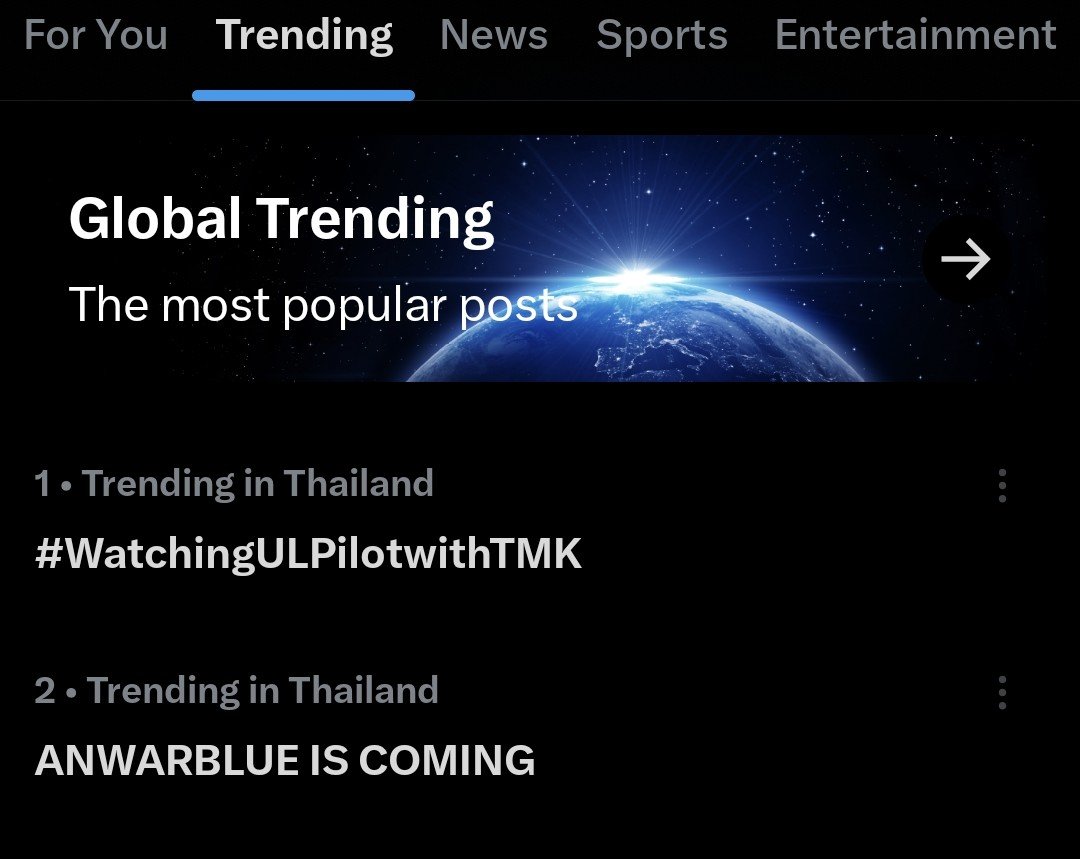 trendsfortmk's tweet photo. What a motivation❗️The keyword and tag are now both trending #1 and #2 in thailand. Let's all scream for the much awaited pilot and series 💪✨️

🔗:https://t.co/nfIwQH7YGy

ANWARBLUE IS COMING
#WatchingULPilotwithTMK
-🐷 https://t.co/sdg2rEJL0q