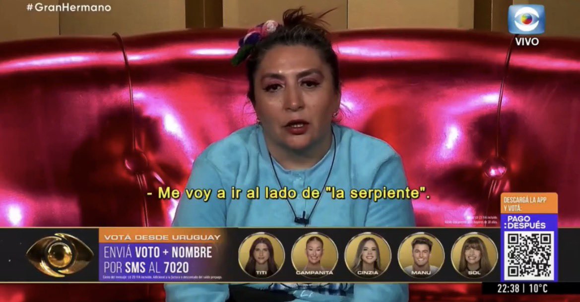 LauBufalo's tweet photo. “me voy a ir al lado de la serpiente” dijo y me conquistó 

TITI AL 9009

#GranHermano https://t.co/39PdZC0Hhf