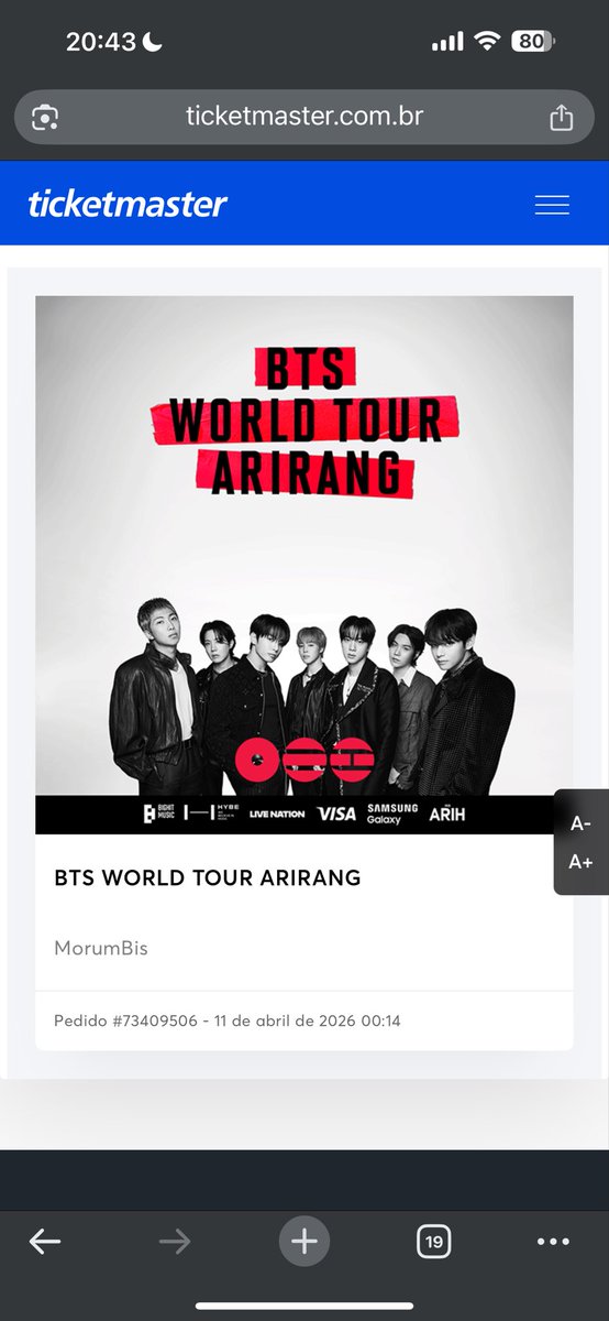 Moon_Seven7's tweet photo. 🎟️ Vendo meu ingresso 
Show BTS WORLD TOUR ARIRANG!
Morumbis 

PISTA
1 inteira 
Dia 31/10

Comprovo o ingresso certinho, faço mediação pela buyticket, interessados me chama na dm! Podemos conversar pelo whats ou insta tbem

bts, show, ingresso, venda, compro, morumBis, São Paulo https://t.co/QgGkFFRzw7