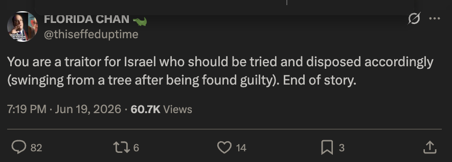 DataRepublican's tweet photo. Three days ago, someone declared that I should be executed simply for telling the truth on who killed Charlie Kirk. Fourteen people liked it. 

Here, I write on the epidemic of assassination culture surrounding people like @MrsErikaKirk and the research backed by it, and why Israel is such a flashpoint.