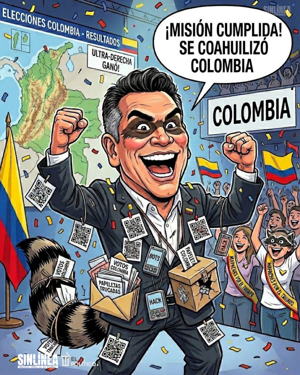 SinLinea_Mx's tweet photo. De Campeche para el mundo🦝🌎 

Alito se fue a Colombia con la maleta llena de mañas, acarreados imaginarios y trucos de mapache electoral. A ver si allá no se le pierden las casillas. 

¡Qué vergüenza de exportación! 🤡🇨🇴 https://t.co/1e4zPtZ6aJ