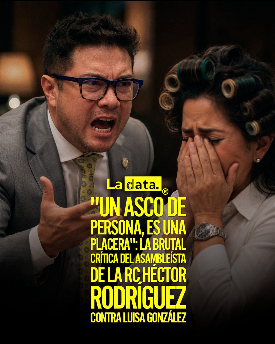 ladataec's tweet photo. #Tendencia "Un asco de persona, es una placera": La brutal crítica del asambleísta de la RC Héctor Rodríguez contra Luisa González.

​La fachada de unidad de la Revolución Ciudadana se desmorona ante la evidencia de las profundas pugnas internas. Chats filtrados revelan que el asambleísta Héctor Rodríguez arremetió duramente contra Luisa González durante el proceso de selección presidencial de 2024, llegando a calificarla como un "asco de persona".

​El legislador no solo atacó a la candidata, sino que exhibió la fragilidad del movimiento al denunciar sus dinámicas internas: "Es una mi3rda como llevan la política a través de los chismes. Es una placera". 
Estas revelaciones, exponen un movimiento sumido en el desprecio y la descalificación, donde los intereses personales de sus figuras terminan por despedazar su propia cohesión.

@ladataec 👈

#ladataec #tendenciapolitica #rc #hectorrodriguez