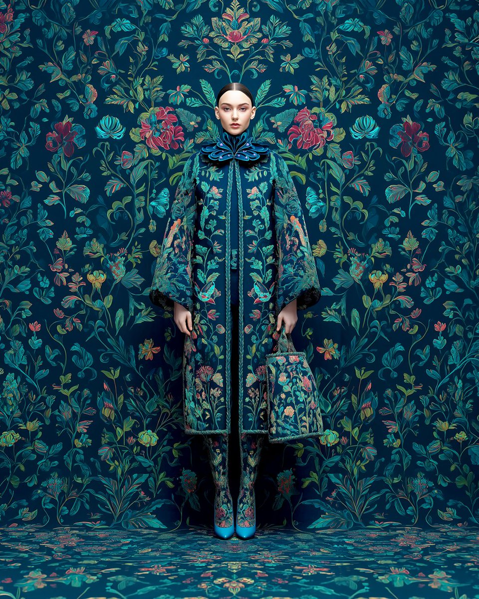 SarahAStevenson's tweet photo. Former fashion &amp; textile designer, now working in tech. My creativity has been reignited recently by using AI to bring my old prints back to life in entirely new ways.  

Still figuring out my workflow and posting here to learn. Would love to exchange ideas! https://t.co/VvRbiHneEq