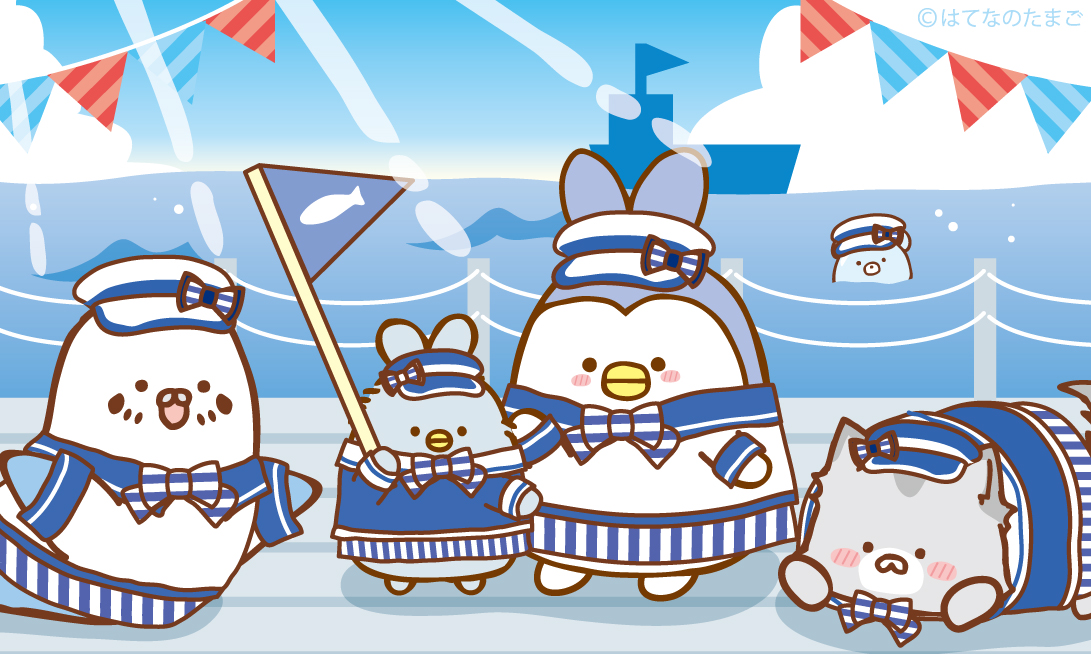 KUUSOU_official's tweet photo. 【きょうの空想水族館】#海の日🚢
本物の海に遊びに来たうさペンたち❗️後ろには…迷子のくまラゲ⁉️
#空想水族館 https://t.co/8oCiksFsEP