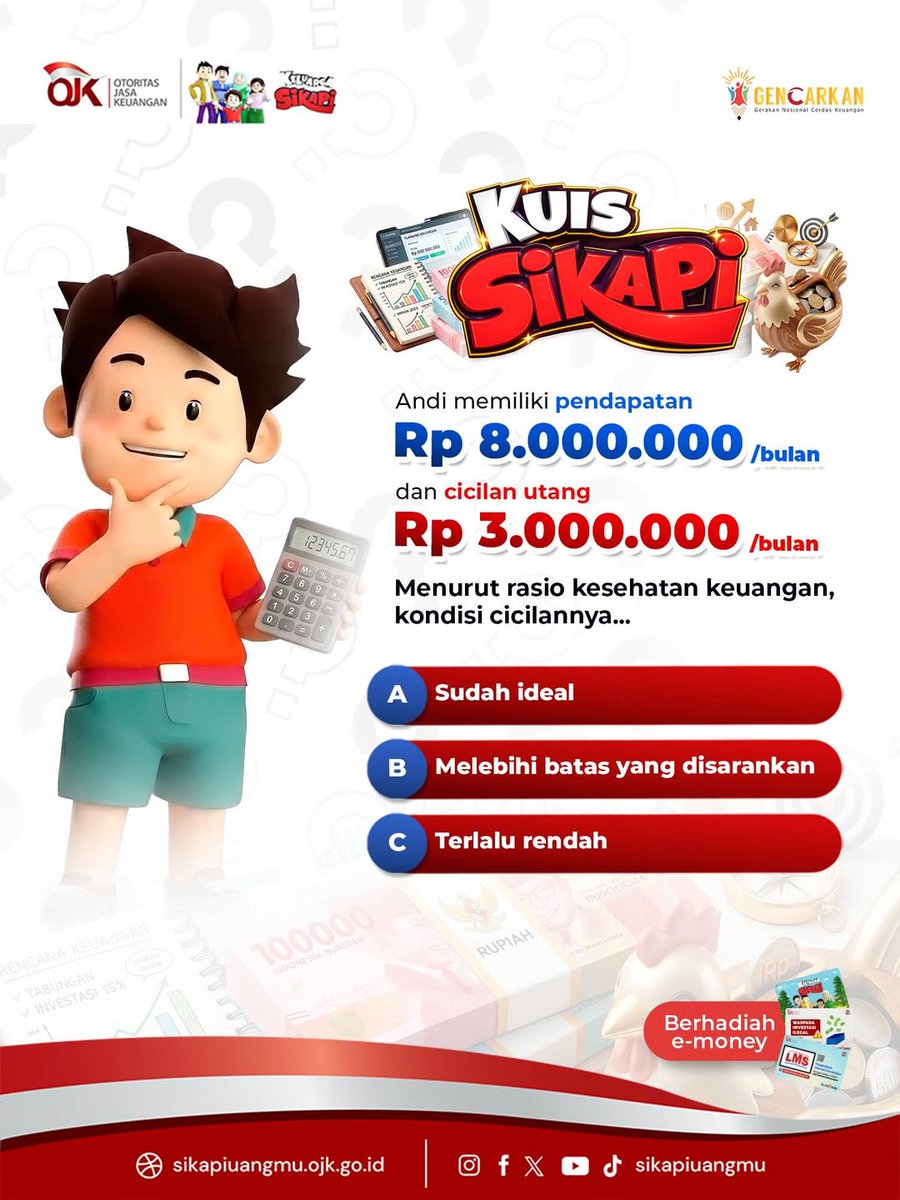 sikapiuangmu's tweet photo. Sobat, belajar hitungan tipis-tipis lewat #KuisSikapiUangmu, yuk~

Tulis jawabanmu di kolom komentar, follow @sikapiuangmu, dan mention 3 orang teman untuk mendapatkan kesempatan memenangkan hadiah berupa kartu e-money senilai Rp100.000!

(1/2) https://t.co/qNpRyACZEx