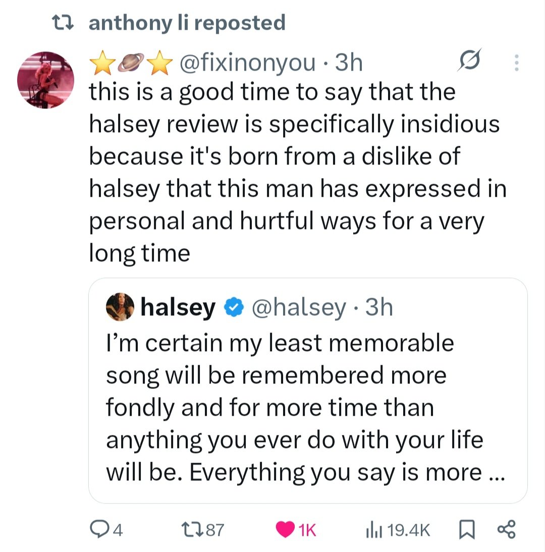 AntaraC's tweet photo. Halsey's manager retweeted these yuppp https://t.co/G3FBNXEFMu
