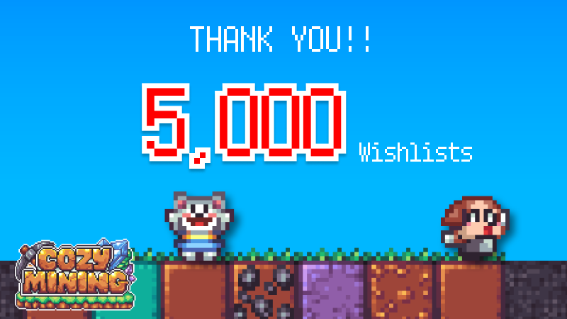 tatsumakigames's tweet photo. Cozy Mining、累計ウィッシュリスト5,000件突破しました🎉

Steam Next Festのおかげで2,000→5,000まで一気に伸びました。本当にありがとうございます…！

製品版は6/26リリース予定です⛏

https://t.co/EHURdJgtUh

#SteamNextFest #CozyMining #放置ゲーム https://t.co/Huqwpbt4dh
