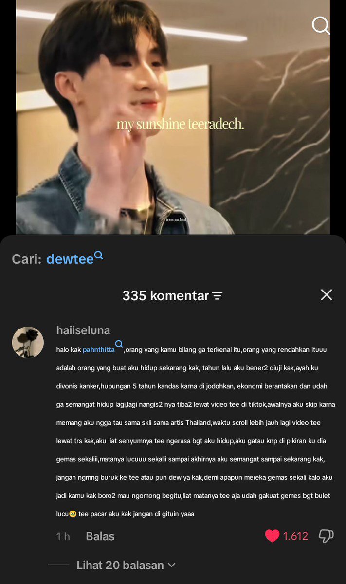 affrilyyy's tweet photo. baca ini nangis bngt 
pliss kalian jangan jahat² banyak bngt yg bertahan karna senyuman tee itu  😭 https://t.co/xEYQ6Nwgam