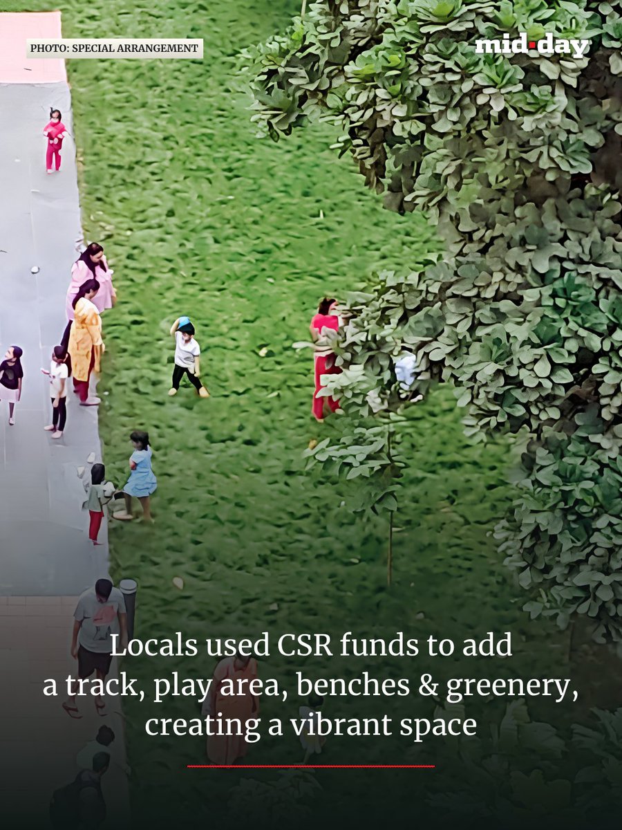 mid_day's tweet photo. Ghatkopar’s Pant Nagar residents transformed a long-neglected dumping ground into a community garden after a 14-year fight against development plans backed by civic authorities.

Using CSR funds, locals created a walking track, play area, and green space, turning a once unsafe spot into a clean, peaceful environment for families.

✍️: @Eeshanpriya